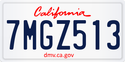 CA license plate 7MGZ513