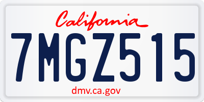 CA license plate 7MGZ515