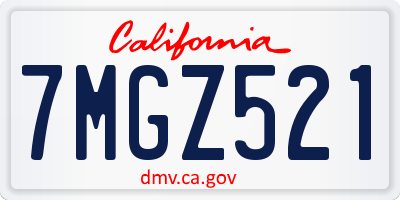 CA license plate 7MGZ521