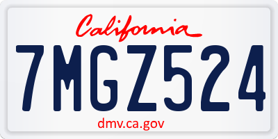 CA license plate 7MGZ524