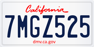 CA license plate 7MGZ525