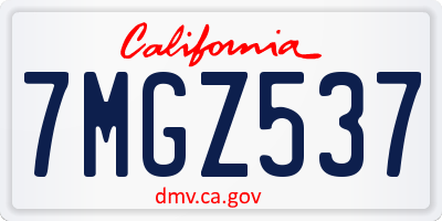 CA license plate 7MGZ537