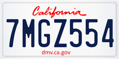 CA license plate 7MGZ554