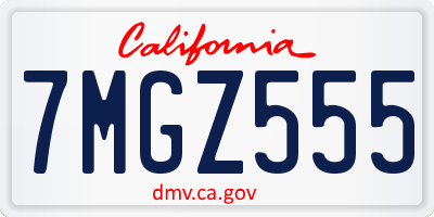CA license plate 7MGZ555