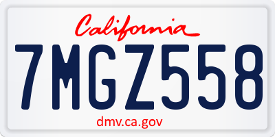 CA license plate 7MGZ558