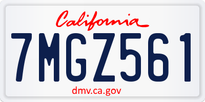 CA license plate 7MGZ561