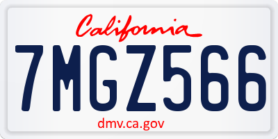 CA license plate 7MGZ566