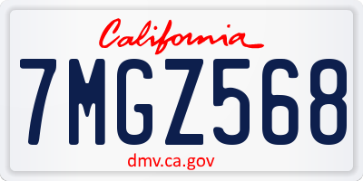 CA license plate 7MGZ568