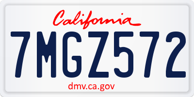 CA license plate 7MGZ572