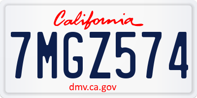 CA license plate 7MGZ574