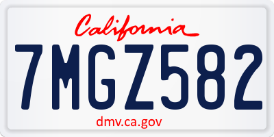 CA license plate 7MGZ582