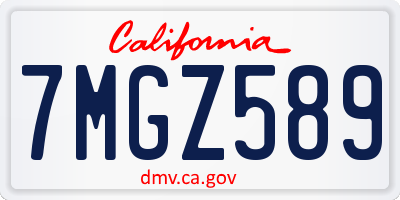 CA license plate 7MGZ589