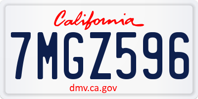 CA license plate 7MGZ596