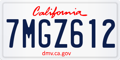 CA license plate 7MGZ612