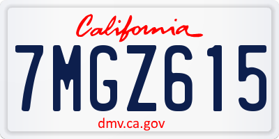 CA license plate 7MGZ615
