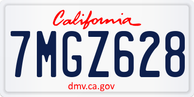 CA license plate 7MGZ628