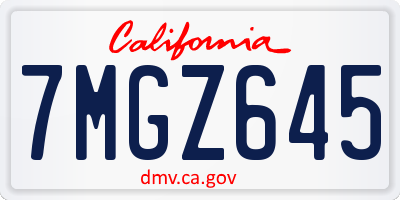 CA license plate 7MGZ645