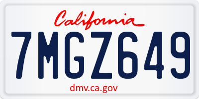 CA license plate 7MGZ649