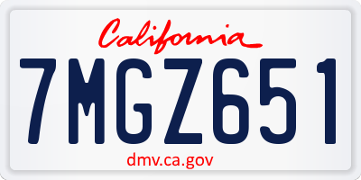 CA license plate 7MGZ651