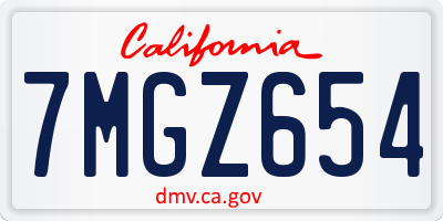 CA license plate 7MGZ654
