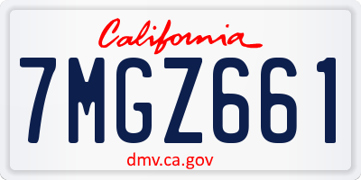 CA license plate 7MGZ661