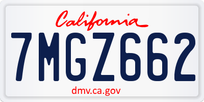 CA license plate 7MGZ662