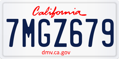 CA license plate 7MGZ679