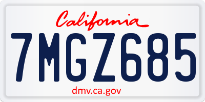 CA license plate 7MGZ685