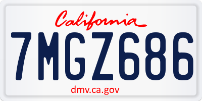 CA license plate 7MGZ686