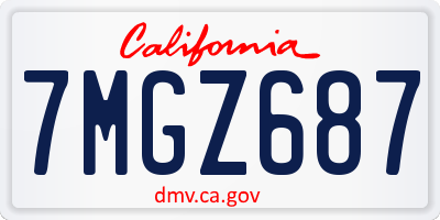 CA license plate 7MGZ687