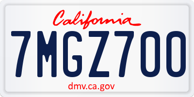 CA license plate 7MGZ700