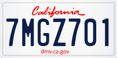 CA license plate 7MGZ701
