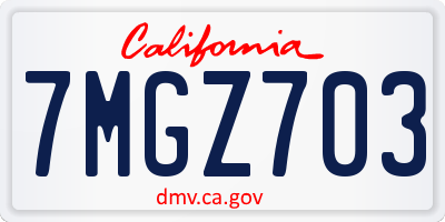 CA license plate 7MGZ703