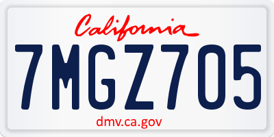 CA license plate 7MGZ705
