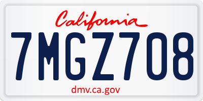 CA license plate 7MGZ708