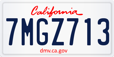 CA license plate 7MGZ713