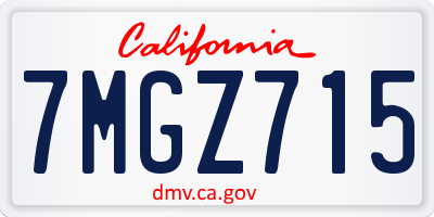 CA license plate 7MGZ715