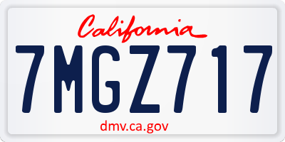 CA license plate 7MGZ717