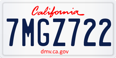 CA license plate 7MGZ722