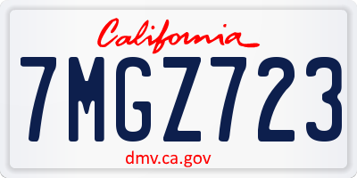 CA license plate 7MGZ723