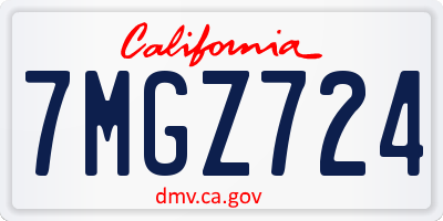 CA license plate 7MGZ724
