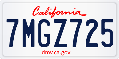 CA license plate 7MGZ725