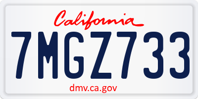 CA license plate 7MGZ733