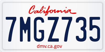 CA license plate 7MGZ735