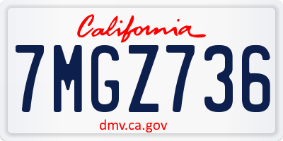 CA license plate 7MGZ736