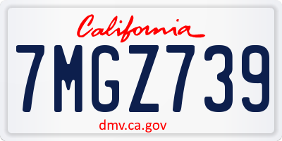 CA license plate 7MGZ739