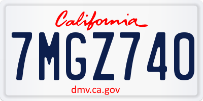 CA license plate 7MGZ740
