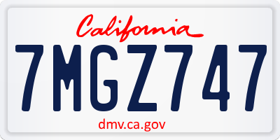 CA license plate 7MGZ747