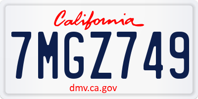 CA license plate 7MGZ749