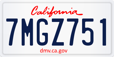 CA license plate 7MGZ751